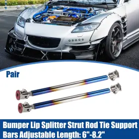 X Autohaux 766549349764 1 Pair 6 Inch -8.2 150mm Front Bumper Lip Splitter Diffuser Strut Rod Baked Blue