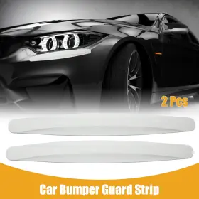 X Autohaux 767153799945 2pcs 40cm Car Door Bumper Guard Strips Anti-collision Carbon Fiber Pattern White