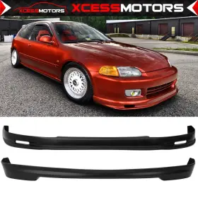 Xcessmotors 99 00 3dr Fits 99-00 Honda Civic Hatchback Mu Style Front T-r Rear Bumper Lip Spoiler Pu