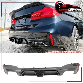 Xcs-bld-bg30f90cs-cfl Xcessmotors For 17-23 Bmw G30 5 Series M Sport Rear Underbody Diffuser Cf Print- M5 Cs Style