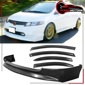 Xcs-blf-hc064mu-pu Xcessmotors Xcs-blf-hc064mu-pu/wdm-hc064 Fits 06-08 Honda Civic 4dr Front Bumper Lip Pu Mug Style Side Window Visors