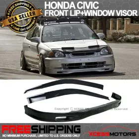 Xcs-blf-hc96sp-pu Xcessmotors Xcs-blf-hc96sp-pu/wd-hc963 Fit 96-98 Honda Civic 3d Ek Pu Spoon Bumper Lip Spoiler Sun Window Visor