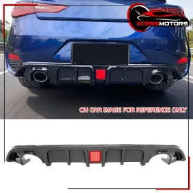 Xcs-blr-iq6017-cfl Xcessmotors For 2017-2022 Infiniti Q60 Carbon Fiber Paint Rear Bumper Lip Diffuser With Led Pp