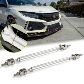 Th161s Xotic Tech #th161s Silver 6 Inch -9 Bumper Diffuser Strut Rod Supporter Bars For Tesla Toyota Honda