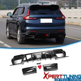 Xpt-bld-hcrv24hbik3p-gbk Xpert-tuning Fits 23-26 Honda Cr-v Hybrid Ikon Rear Bumper Lip Diffuser Pp With Led Gloss Black