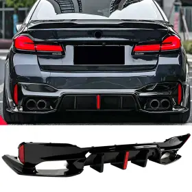Xtruth013273-gb Xtruth For 17-23 Bmw G30 M Sport Big Fin M5 Style Gloss Black Led Rear Bumper Diffuser