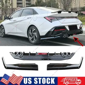 Xyberautoparts012943-gb Xyberautoparts Gloss Black For Hyundai Elantra 24-26 Rear Diffuser Extension W /led Brake Light
