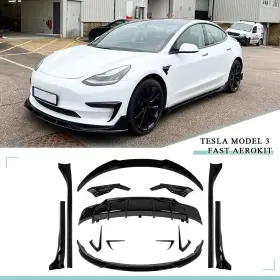 Tslam3-001-2 Yangshuai-0 W/aprons Diffuser Side Skirts Fast Style Aerokit Gloss Blk For 18 Tesla Model 3