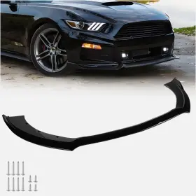 Ys-ez-fl-ym-2015-3pcs-d Yesentech Fit For 2015 2016 2017 Ford Mustang Front Bumper Lip Gloss Black Abs Air Sp