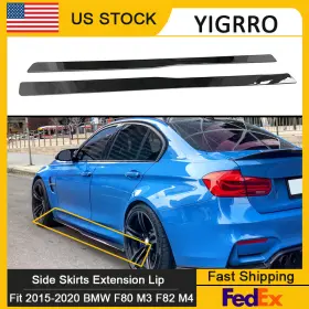 Yigrro 796237671068 Carbon Fiber Black Side Skirts For Bmw F80 M3 F82 M4 2015-2020 Extenstion Lip