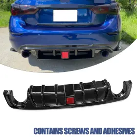 Ylt Auto 2014-2017 Q50 Fit Infiniti Glossy Black Rear Bumper Diffuser With Led Brake Light