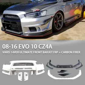 Ylt Auto Wq-gy-e10u14fb-p Fit 2008-2015 Evolution Evo 10 Frp Unpainted Carbon Fiber Front Bumper Lip 9pcs