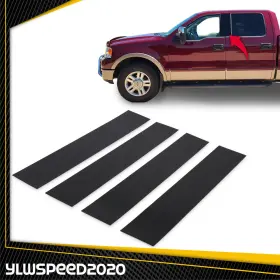 V-02pma12fbabk Ylwspeed20 Fit For 2004-13 2014 Ford F-150 Super Cab Crew Piano Black Pillar Post Door Trim