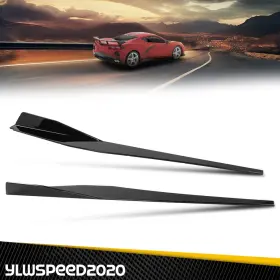 Yl080504 Ylwspeed20 Black Fit For 2020-2023 Corvette C8 5vm Side Skirts Extension Panel Lip Gloss