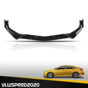 Yl2025091201 Ylwspeed20 Front Lip Splitter Fit For 2016-2021 Honda Civic Ex Lx Sport Sedan Glossy Black