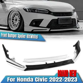 4de1302 Yofer 60 Car Front Bumper Spoiler Side Kit For Honda Civic 11th All Models 2022-24 White