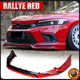 Yofer 569807657857 4pc V3 Rallye Red Front Bumper Lip Kit Splitter For 2022-2024 Honda Civic