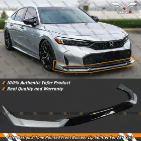 Blf-civ25-yof-silver Yofer Design For 2025 Honda Civic Solar Silver Black 2 Tone Front Bumper Lip Splitter