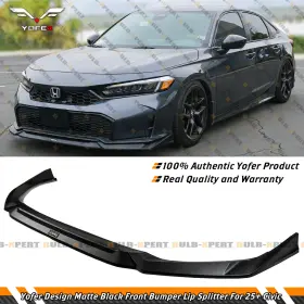Blf-hdciv25-yof-matt-bk Yofer Design For 2025 Up Honda Civic 11th Gen Matte Black Front Bumper Lip Splitter Kit
