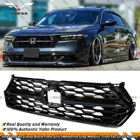 Yofer Design Cy1 Cy2 Cy3 For 23-25 Honda Accord Black Front Mesh Grill Grille - Meteorite Gray Trim