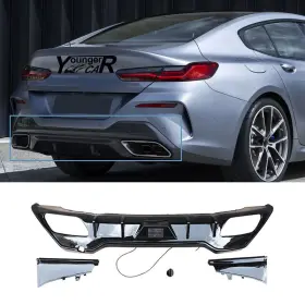 Yc-g16-rl-gb Youngercar Rear Diffuser Lip With Brake Light For 2018-24 Bmw 8 Series G16 M Sport Gloss Black