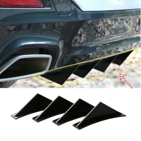Zdl-kabusikikaisya1989usa 612047639190 Curved Car Rear Bumper Addon Lip Diffuser Shark Fin Spoiler Black 4pcs Universal