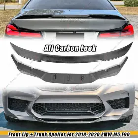 Ixuan-f90-2018-2020-carbon Ztt For 18-20 Bmw M5 F90 Lci Gts Style Carbon Look Front Bumper Lip Trunk Spoiler