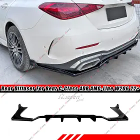 Ztt008282-gb Ztt Blk Add-on Rear Diffuser Extension 3pcs For Benz C-class 4dr C300 Amg W206 22-25