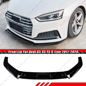 Ztt009491-gb Ztt For Audi A5 S5 F5 S-line 2017-2020 Gloss Black Front Bumper Splitter Lip Spoiler