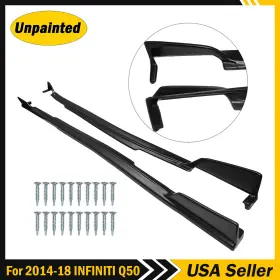 Cp-inf0019 Zxmoto For 2014-2018 Infiniti Q50 St Style Side Skirts Lip Rocker Panel Body Kit Black