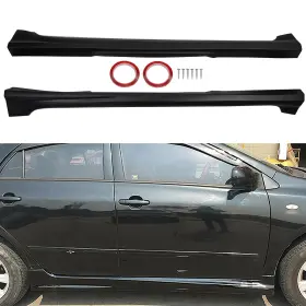 Cp-ss-0066 Zxmoto Side Skirt Extension For 2008-2013 Toyota Corolla Rocker Panel Body Kits Black