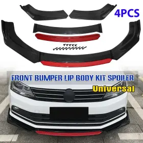 Zxmoto Cp-tyqc-2 Universal Car Front Bumper Lip Spoiler Splitter Body Kit 2 Layer Carbon Fiber 4x