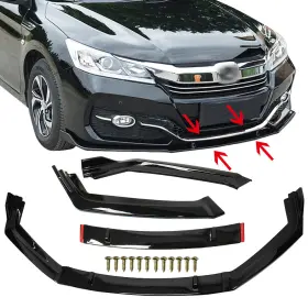 Zxmt 9th 9.5th For Honda Accord 2014-17 Front Bumper Lip Spoiler Splitter Body Kit Gloss Black