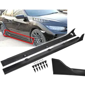 Bf-cp-xqcy16 Zxmt For 2016-2021 Civic 4dr Sedan Fk8 Type-r Style Matte Black Side Skirt Extension