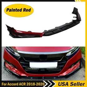 Cp-qc-1089-rg Zxmt For 2018-2020 Honda Accord Painted San Marino Red Front Bumper Lip Splitter Kit