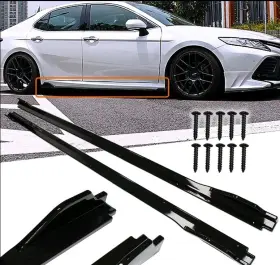 Mc-cp-tc017 Zxmt Fits 2018-2022 Toyota Camry Set Of 2 Side Body Skirts Extensions Gloss Black