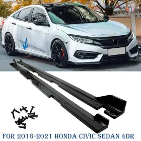 Mzcq-sy16 Zxmt Gloss Black For 2016-2021 Honda Civic Sedan 4dr Side Skirts Extension Panel Lip