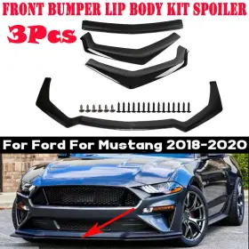 Usff-qc0050 Zxmt Gt Style Front Bumper Lip Body Kit Splitter Spoiler Black For Ford Mustang 18-20