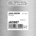 Z63987 Retainer Fits John Deere (surplus Open Box) New. Price: $805.65.
