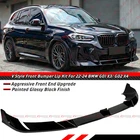 For 2022-2024 Bmw G01 X3 G02 X4 Lci Sport V Style Gloss Black Front Bumper Lip New. Price: $92.99.
