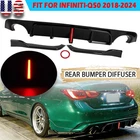 Glossy Black Rear Bumper Diffuser W/ Brake Led For 2018-2024 Infiniti Q50 Sedan New. Price: $132.95.