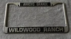 Vintage Wildwood Ranch Arroyo Grande Metal License Plate Frame Cars Automobile Used. Price: $44.00.