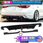 Glossy Black Rear Bumper Diffuser W/ Brake Led For 2018-24 Infiniti Q50 Sedan New. Price: $132.95.