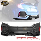 Fits 17-21 Honda Civic Hatchback Type Look Conversion Kit Rear Bumper Garnish New. Price: $329.99.