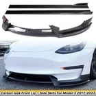 For Tesla Model 2017-2023 Front Bumper Lip Spoiler + Side Skirts Carbon Style New. Price: $147.24.
