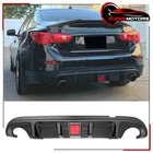 Fits 14-17 Infiniti Q50 Matte Black Rear Bumper Diffuser Lip Guard W/ Led Light New. Price: $63.99.