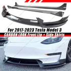 For 2017-2023 Tesla Model Front Bumper Lip Side Skirts Carbon Fiber Style New. Price: $227.99.