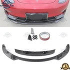 For Tesla Model 2017-2023 Front Bumper Lip Spoiler Kit Carbon Fiber Look New. Price: $225.00.
