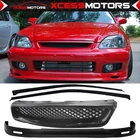 Fits 99-00 Honda Civic Mugen Style Pp Front Bumper Lip + Grille Window Visors New. Price: $105.99.